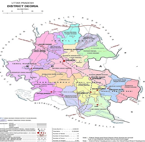 Map Of Deoria District Up Nagar Palika Parishad Deoria